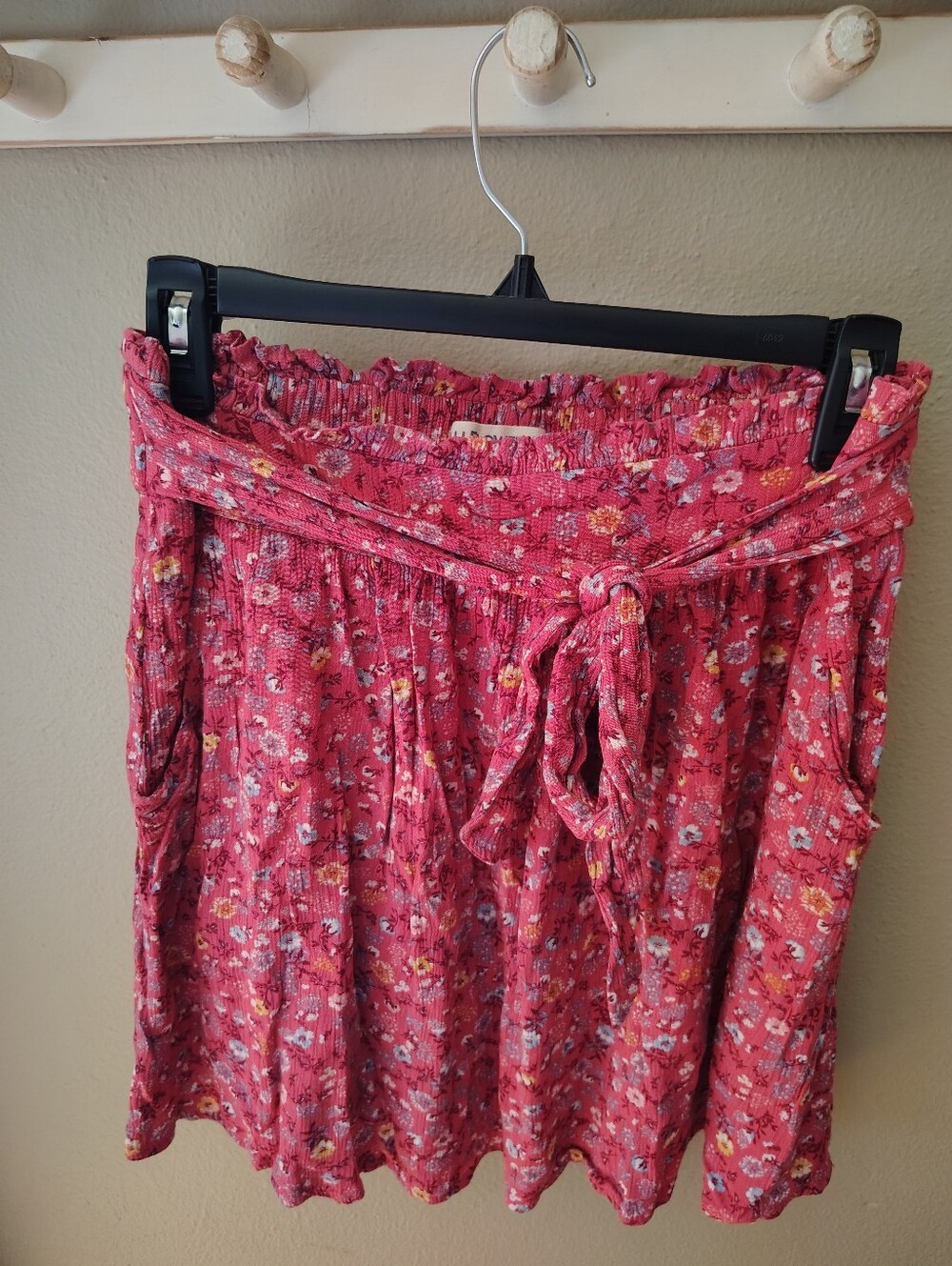 Rose Pink Floral Tie-Front Mini Skirt